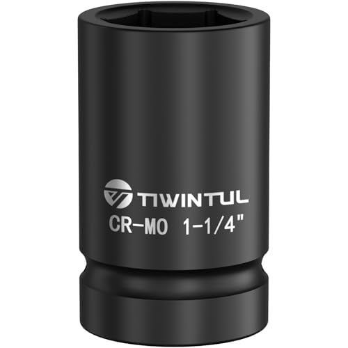 1-1/4” Impact Socket 1" Drive for Semi-Truck & Heavy Equipment | 6 Point Design, CR-MO, ANSI Certified, Heavy Duty Socket 1 Inch Drive for Mining & Construction, Farm Equipment Maintenance - size: 1-1/4'' (1 PCS)