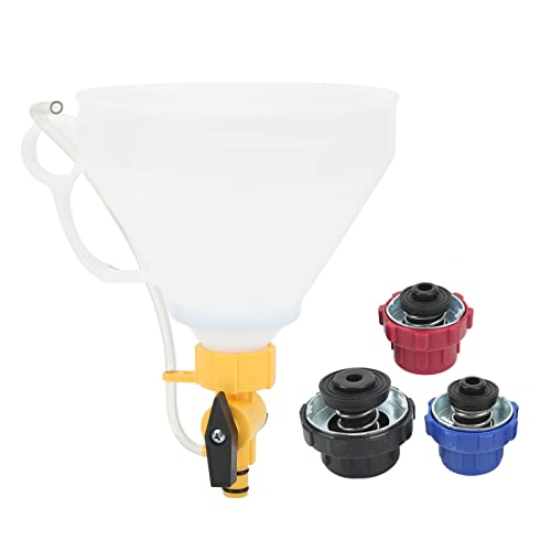 Yctze No Spill Coolant Funnel Kit, ABS Brass Radiator Coolant Refill Funnel with 3 Adapters, Spill Proof Engine Cooling Filling Kit Replacement, Filling Radiator Filler