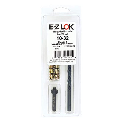 E-Z LOK E-Z Hex Thread Repair Kit for Soft Wood Flanged Threaded Inserts 10-32 x 10mm, Drill, Installation Tool - size: 10-32 x 10mm, style: Flanged