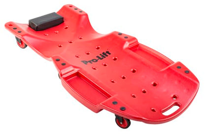 Pro-LifT C-6048 Mechanic Plastic Creeper 48 Inch - Blow Molded Ergonomic HDPE Body with Padded Headrest & Dual Tool Trays - 440 Lbs Capacity Red - color: Red