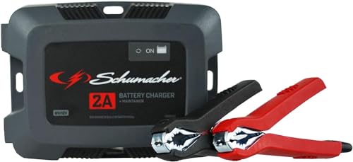 Schumacher Electric Fully Automatic 2A 6V / 12V Battery Charger & Maintainer - Multi-Stage Smart Charging with Quick-Connect Clamps - Car Battery Charger for Motorcycles, Lawn Mowers & More - SC1588