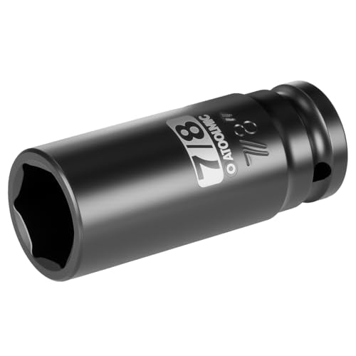 1/2" Drive x 7/8 Inch Deep 6PT CR-MO Impact Socket for Removing Axle nut | SAE Socket,6-Point Radius Corner Design,Two Size Markings,Square Chamfered Opening,For Removal of Axle Nut - size: 7/8 Inch, style: 1/2" Drive Deep Socket