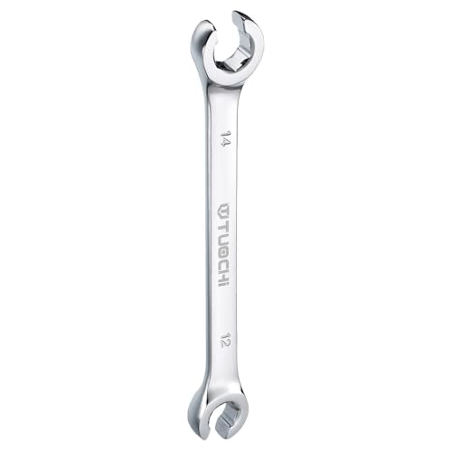HARFINGTON Flare Nut Metric Wrench 12mm x 14mm CR-V Mirror Polished Chrome Plating Metric Wrench for DIY Hand-making Automotive Repairs and Household Maintenance - size: 12mm x 14mm