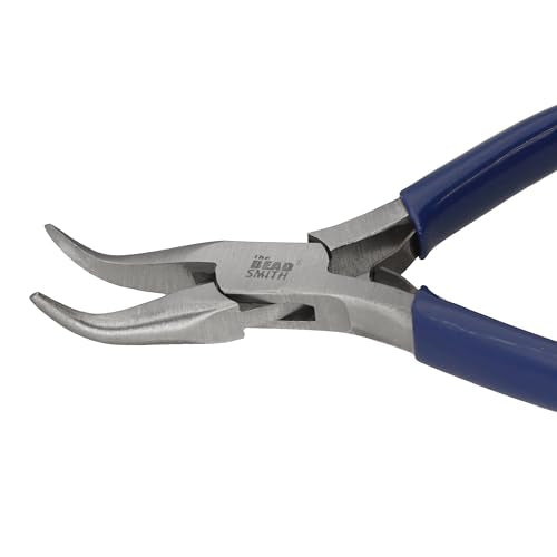 The Beadsmith Bent Chain-Nose Pliers | 4.5" Jewelry Making Tool for Crafting and Repair, For Reaching Difficult Angles, Steel Head w/ PVC Handles - style: Bent Chain Nose
