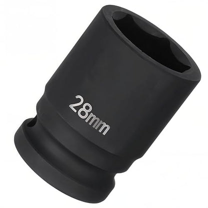 3/4"Drive x 28mm Metric, 6-Point Deep Impact Socket, Axle Nut Impact Socket | 40CR Alloy Steel,Clear labeling, Common Tools for Car Repair/Mechanical Work/Construction/Carpentry and Home Maintenance - size: 28mm