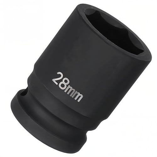3/4"Drive x 28mm Metric, 6-Point Deep Impact Socket, Axle Nut Impact Socket | 40CR Alloy Steel,Clear labeling, Common Tools for Car Repair/Mechanical Work/Construction/Carpentry and Home Maintenance - size: 28mm