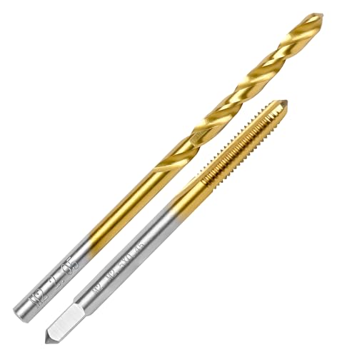 M2.5x0.45 Tap & 2.05mm Drill Bit for Metal,M2 HSS Metric Drill and Tap Set | Combination of Drill and Tap Kit for Metal - size: M2.5 x 0.45 Tap - 2.05mm Drill