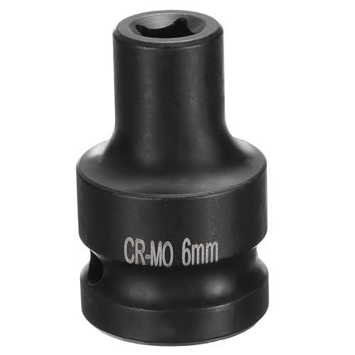 HARFINGTON 4 Point Square Socket 1/2" Drive 6mm Metric Square Impact Socket CR-MO Blackening Standard Wheel Sockets Pneumatic Socket Tool for Auto Repair Mechanical Maintenance Home Use - size: 6mm