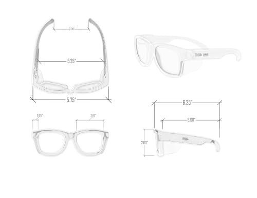 Y50 Clear Frame Safety Glasses - 1 Pair, Clear Lens | PPE for Assembly, Construction, etc | Side Shields, ANSI Z87.1+, Anti-Fog, Scratch-Resistant, 99.9% UV Protection, Polycarb - color: Clear Lens | Clear Frame, size: 1 Pair