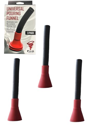 Stretchable Automotive Funnel 3-Pack – Universal Spill-Proof Flexible NBR Funnel for Oil, Gas, Coolant & Fluid Transfers – Chemical-Resistant, Compact & Reusable Car Maintenance Tool