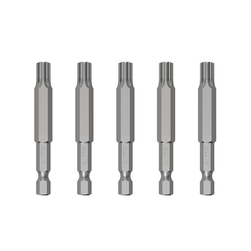 5PCS T50 Magnetic Tamper Proof Torx Screwdriver Bits, 1/4 Inch Hex Shank 2.6 Inch Length S2 Steel Security Drill Torx Head Drill Screw Driver Tools(65mm Long, Star 6 Point) - size: T50