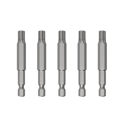 5PCS T50 Magnetic Tamper Proof Torx Screwdriver Bits, 1/4 Inch Hex Shank 2.6 Inch Length S2 Steel Security Drill Torx Head Drill Screw Driver Tools(65mm Long, Star 6 Point) - size: T50
