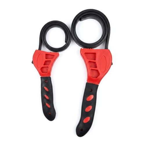2Pcs Strap Wrench Set, Oil Filter Wrenches Upgrade 25 in and 20 in Length Adjustable Rubber Strap Wrench, Reinforced Rubber Belt, Pipe Wrench for Plumbers, Jar Opener for Weak Hands Red - color: Red Black