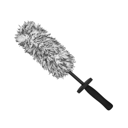 Car Cleaning Rim Brush Wheel Cleaning Brush, Metal Free Soft Synthetic Wool Car Wash Brush, Highly Water Absorption Wheel Brush (Black White) - color: Black White