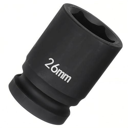 3/4"Drive x 26mm Metric, 6-Point Deep Impact Socket, Axle Nut Impact Socket | 40CR Alloy Steel,Clear labeling, Common Tools for Car Repair/Mechanical Work/Construction/Carpentry and Home Maintenance - size: 26mm