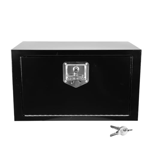Steel Underbody Truck Tool Box,Storage Organizer Toolbox with T-Handle Lock | Waterproof Tongue Box for Storage with Smooth Surface for Truck, Pickup, RV, Trailer - Black, 24" x 12" x 14" Inch - size: 24" x 12" x 14"