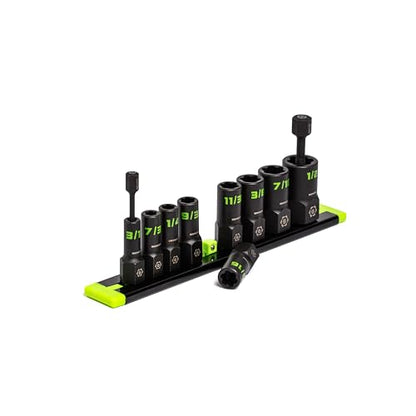 GRIPEDGE Tools | 9-PC - 1/4'' Drive SAE RPT Socket Extractor Set | Sizes 3/16'' - 1/2'' | Removes Broken Studs, Stripped Bolts and Lug Nuts | Includes Premium Aluminum Socket Rail|