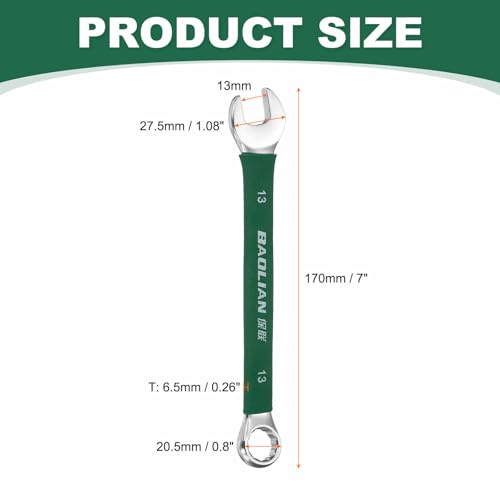 HARFINGTON 13mm Metric Combination Wrench 10 Degree Offset 12 Point Cr-V Steel Single Open End Spanner Wrenches for Automotive Repair Furniture Assembly - size: 13mm