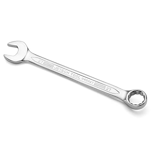 Jetech 27mm Combination Wrench, Metric 12-Point Chrome Vanadium Steel Spanner, Industrial Grade with 15-Degree Offset, Sand Blasted Finish, Heat-Treated Forged Tool - size: 27mm