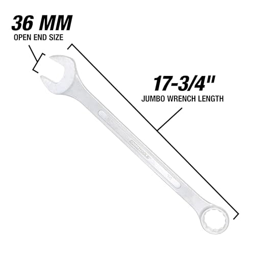 OEMTOOLS 22133 36mm Jumbo Combination Wrench, Chrome Plated, Raised Panel Design, Metric - size: 36mm