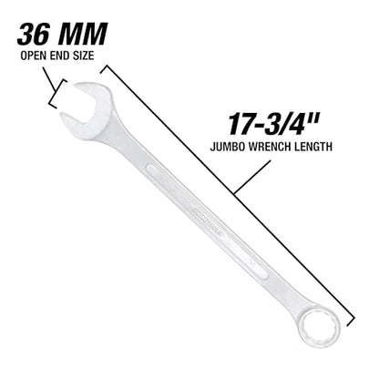 OEMTOOLS 22133 36mm Jumbo Combination Wrench, Chrome Plated, Raised Panel Design, Metric - size: 36mm