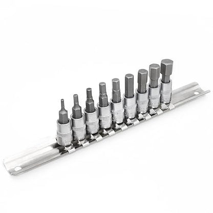 DAKCOS Hex Bit Socket Set, 9 Piece, 1/4 Inch Drive, Sizes 3/32"-3/8" - style: 9PC 3/32"-3/8"
