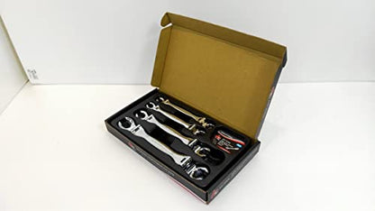 Double Flexible Flare Nut Wrench,5/16" x 7/16", 3/8" x 1/2", 9/16" x 5/8", 11/16" x 3/4",Line Wrench,Oil Nut wrench, 210° Activity angle, 4PIECE SAE SIZE Gift for Man,With wrench rack - color: Sae Double Flexible Head Flare Nut Wrench 5/16 * 7/16-3/8 * 1/