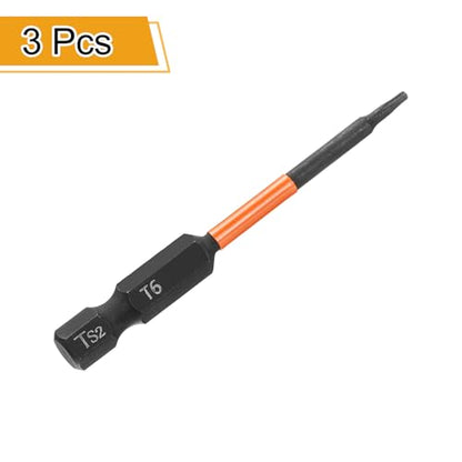 HARFINGTON 3pcs T6 Torx Head Screwdriver Bit 4" (100mm) Long 1/4" Hex Shank Magnetic No Hole Tamper Proof 6 Point Star Screw Driver Drill Bits Phosphate S2 Steel Industrial Power Tools - size: T6 x 100mm