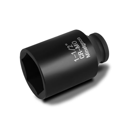 1-1/2 Socket Deep 1/2 Drive Impact Socket 6 Point CR-MO Axle Nut Heavy-Duty Socket for Easy Removal & Installation of Wheel Hub & Axle Shaft Nuts - color: Deep_6 Pt_1/2, size: 1-1/2