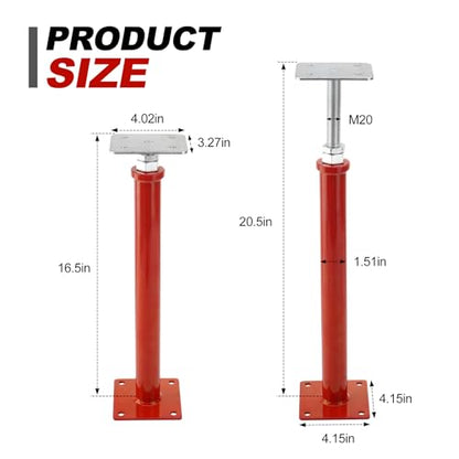 House Floor Jacks for Leveling, 16.5-20.5" Screw Jacks Post 6600lbs | Basement Floor Jacks for Crawl Space, 4 Pack, Red - size: 4X