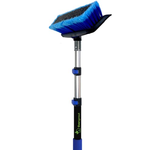 EVERSPROUT 1.5-to-3 Foot Scrub Brush | Built-in Rubber Bumper | Lightweight Extension Pole Handle | Soft Bristles wash Car, RV, Boat, Solar Panel, Deck | Shower Brush for Cleaning | Floor Brush - size: 3 feet
