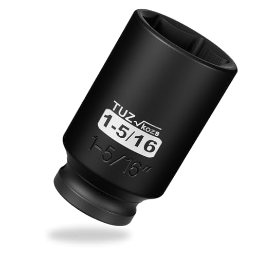 1/2 Inch Drive 1-5/16 Inch Deep SAE 6 Point CR-MO Impact Socket | Radius Corner Design,Square Chamfered Opening,Axle Nut Impact Grade Socket for Easy Removal - size: 1/2” Drive 1-5/16 Deep, style: 1/2" Drive Deep Socket