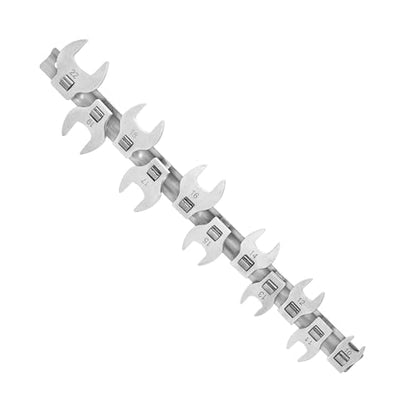 3/8 Inch Drive Crowfoot Wrench Set,11Pcs Metric Crows Foot Wrenches with Clip-on Organizer 10-22mm Ratcheting Flare Nut Open End Wrench Tool for Mechanics Automotive Repair Work