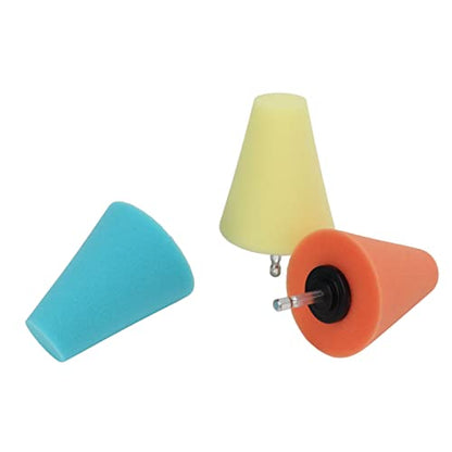 AMAKO Polishing Cone: 3Pcs Hub Cleaning Kit, Polishing Conical Polishing Sponge Wheel Polishing Care Kit for Cars, Boats and Motorcycles, Wheel Polishing Foam Pads