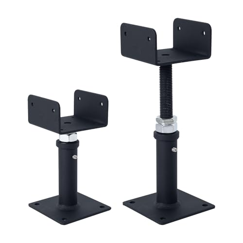 2 Pack U-Shaped Floor Jack, Heavy Duty Adjustable Steel Telepost with U-Head for 4x2, 4x4, 4x6 Joists, 6-9 Inch Adjustment Range, Screw Jack Post for Beam Support & Leveling - size: 6-9