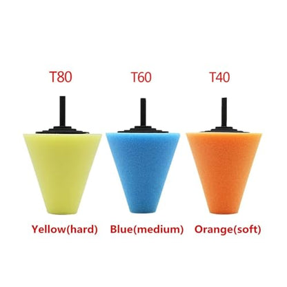 Car Polishing Pad Buffing Foam Sponge Pad Cone Polisher Buffer Pad Automotive Waxing Kit for Car Wheel Hub Headlight Polishing - color: 3pcs