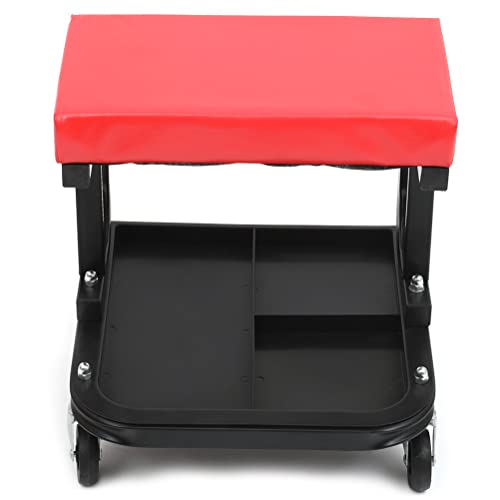 Rolling Creeper Seat (300 lbs Capacity) | Fit for Garage Shop Workshops Padded Mechanic Stool with Tool Tray