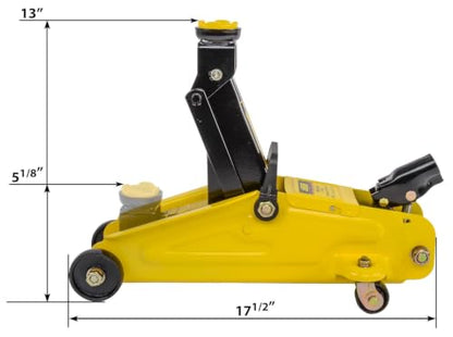 JEGS 2-Ton Hydraulic Car Floor Jack - 4,000 LBS Lift Capacity, Lift Range: 5 ?in.to 13in.- Lightweight Hydraulic Floor Jack, 360 Degrees Saddle Rotation - Heavy Duty Steel Car Jack Hydraulic