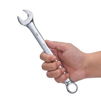 BLACK CANYON Metric 18mm Combination Wrench, 12-Point Box End & Hex Opening Design, Polished Steel - size: 18 mm