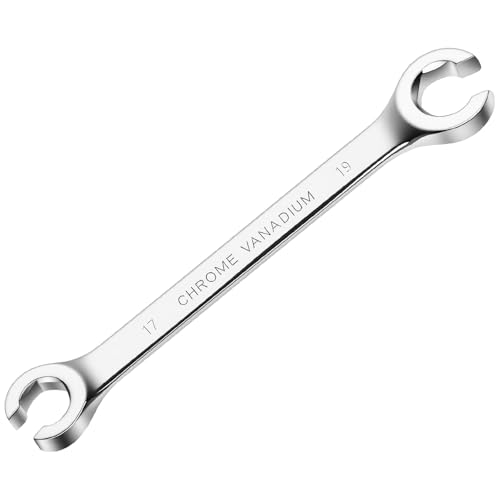 Flare Nut Wrench, 17mm x 19mm Double Open End Metric Wrench for Removing and Replacing Nuts for Automotive Repairs and Household Maintenance - size: 17mm x 19mm