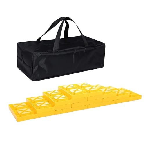 Homeon Wheels 10 Packs Rv/Camper Leveling Blocks, Chocks Anti-Slip Pads Design Include Camper Levelers and Carrying Bag for Camper Travel Trailer - Yellow - color: Yellow