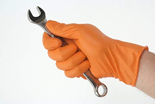 EPPCO TigerGrip 8-Mil Nitrile Glove Disposable Powder, Latex Free Textured Superior Grip Orange Gloves, Small, Box of 100 - size: Small