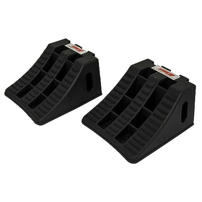 Extreme Max 5800.5852 Heavy-Duty Interlocking Wheel Chock for Tandem Axle Trailers and RVs - 9.2" x 8.2" x 4.7", Pair