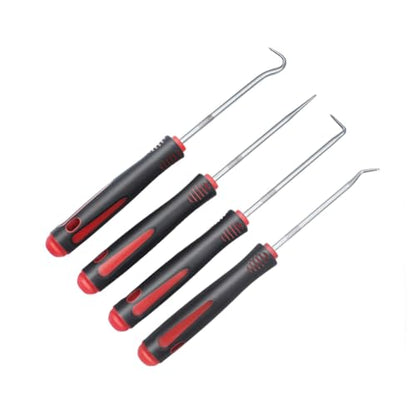 lasenersm 4 Pieces Pick and Hook Set Metal Car Auto Oil Seal Hook Puller Remover O-Ring Seal Puller Remover Hook Gasket Pick Remover Hook Puller(Red, 165mm)