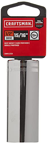 CRAFTSMAN Deep Socket, SAE, 1/2-Inch Drive, 15/16-Inch, 12-Point (CMMT47529) - size: 15/16"