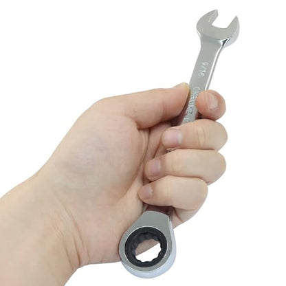2 Pcs 9/16 Inch Ratchet Wrench Imperial Ratcheting Combination Wrench Set, 12 Point, 72 Teeth for Projects SAE Tight Spaces - size: 9/16 Inch