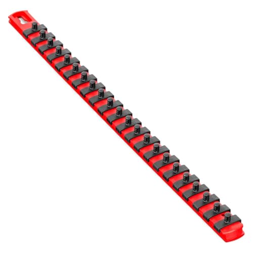 Ernst Manufacturing 18-Inch Magnetic Socket Organizer with 22 1/4-Inch Twist Lock Clips, Red (8400M-Red-1/4) - color: Red, size: 1/4-Inch Twist Clips, style: 18-Inch