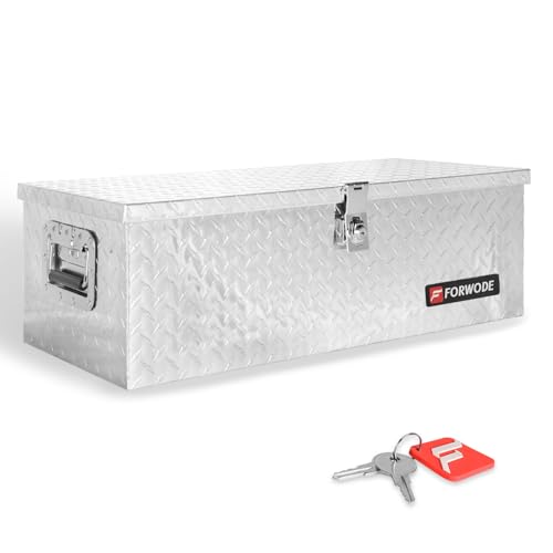 FORWODE 30 Inch Aluminum Truck Tool Box Lockable Truck Bed Tool Box Waterproof Truck Bed Storage Box with Side Handle Truck Tool Chest for Pickup, Truck Bed, RV, Trailer & Garage (Silver) - color: Silver, size: 30x13x10 inch
