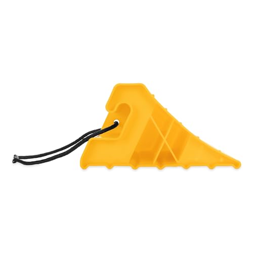 Camco Super Wheel Chock w/Rope - Large, Heavy Duty Trailer Wheel Chock Constructed of Durable Plastic - Features Rope Handle for Easy Removal - Use w/Tires Up to 29-inches – 44475 - size: Large w/ Rope