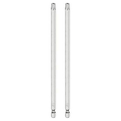 HARFINGTON 2pcs T40 Security Torx Bit 1/4" Hex Shank 6" Long S2 Steel Magnetic Tamper Resistant Star Bits Screwdriver Torx Head with Hole for Driver Drill Bits Remove Fastening Screws - size: T40